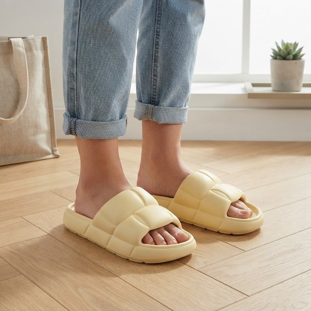 Chanclas de Goma Amarillas Acolchadas para Mujer – Suela Antideslizante Talla 36/37