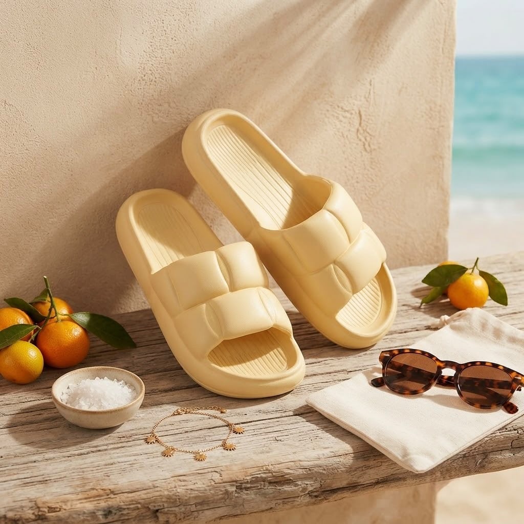 CAA-001_3.jpg Chanclas de Goma Amarillas Acolchadas para Mujer – Suela Antideslizante Talla 36/37