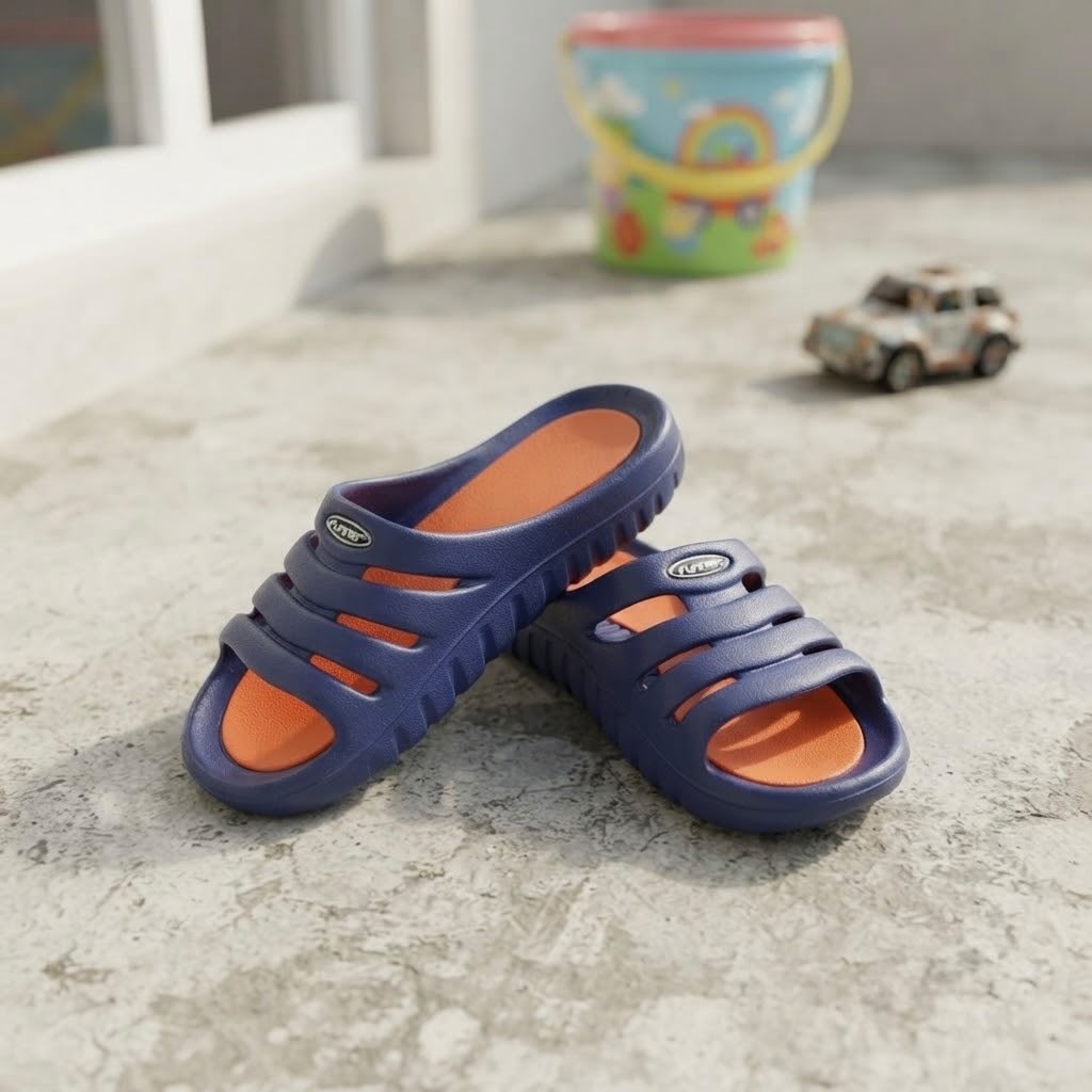 CANN-001_1.JPG Chanclas de Niño Azules con Suela Naranja – Sandalias de Goma Talla 34