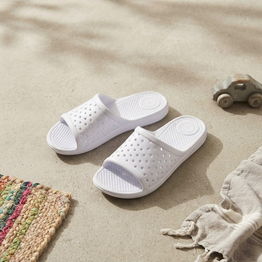 Kids' White Perforated Clogs – Rubber Slip-On Sandals Size 33