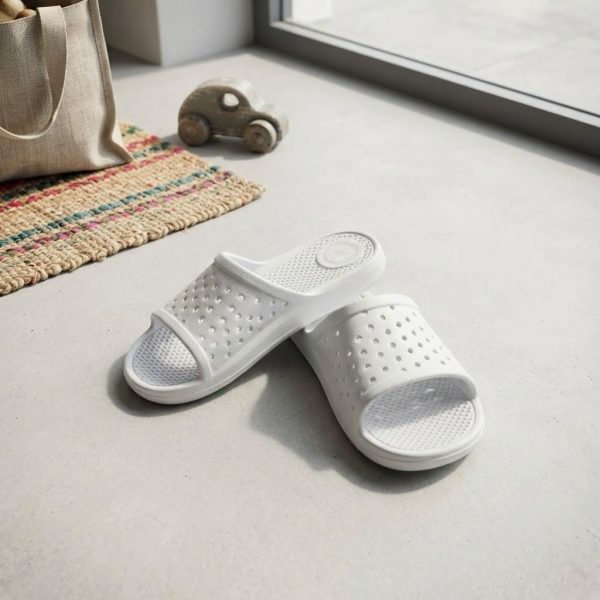 Kids' White Perforated Clogs – Rubber Slip-On Sandals Size 33