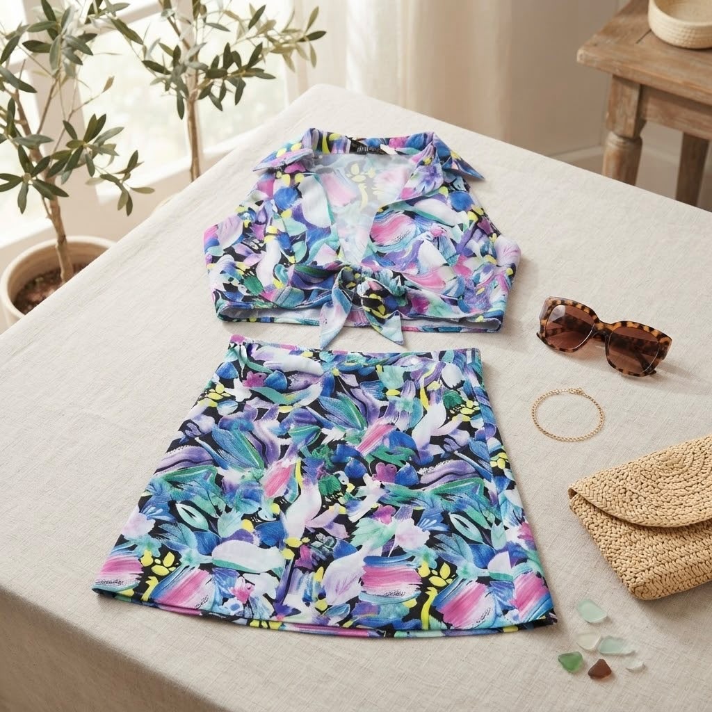CMACFR-001_3.jpg Conjunto de Mujer de Dos Piezas con Top y Falda – Outfit Elegante y Moderno para Verano