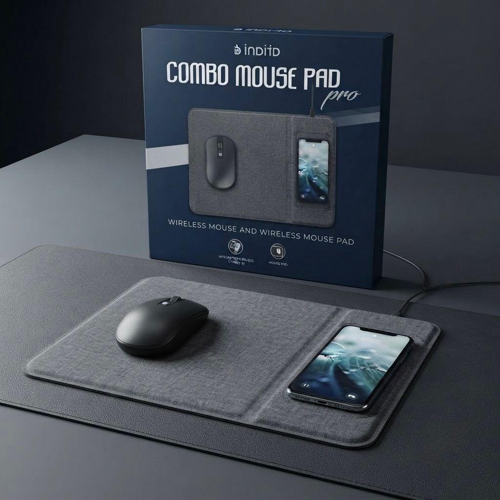 CMPPG-001_1.JPG Combo Mouse Pad Pro con Carga Inalámbrica Qi y Ratón Inalámbrico – Alfombrilla de Escritorio Multifunción