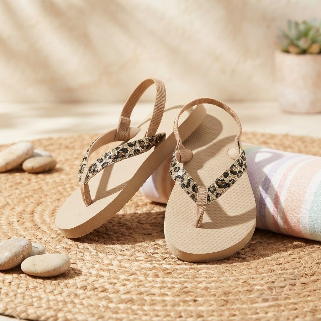 COAPN-001_3.JPG Girls' Animal Print Slides with Beige Sole – Summer Sandals Size 26