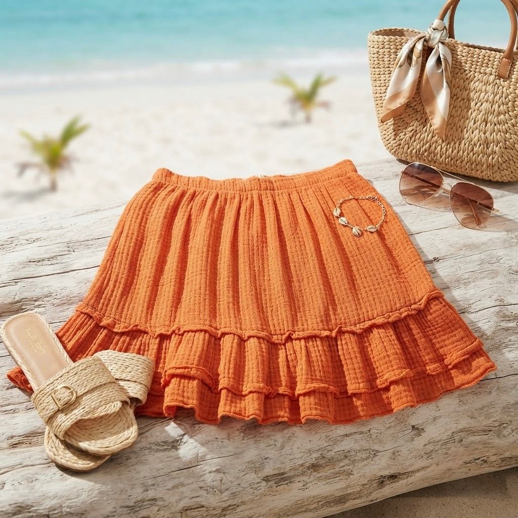 FCNM-001_1.jpg Falda Corta Naranja con Volantes – Talla Única para Mujer