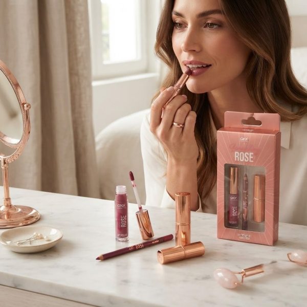 Kit de Labios OXX Cosmetics Rose – Labial, Perfilador y Gloss en Tono Rosado