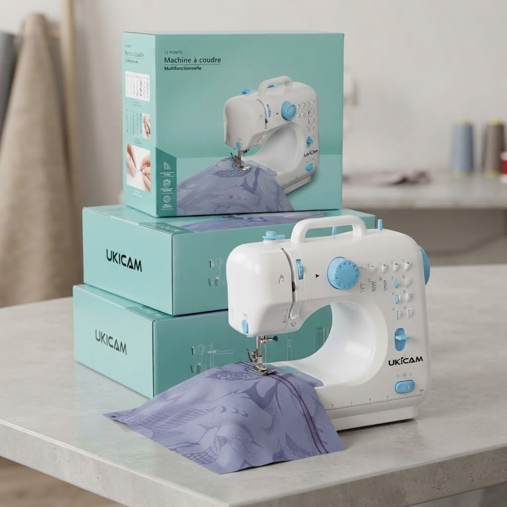 Máquina de Coser Multifunción 12 Puntadas – Máquina de Coser Eléctrica Compacta con Accesorios