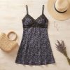 Vestido Corto Estampado con Encaje para Mujer – Talla XL Elegante de Tirantes