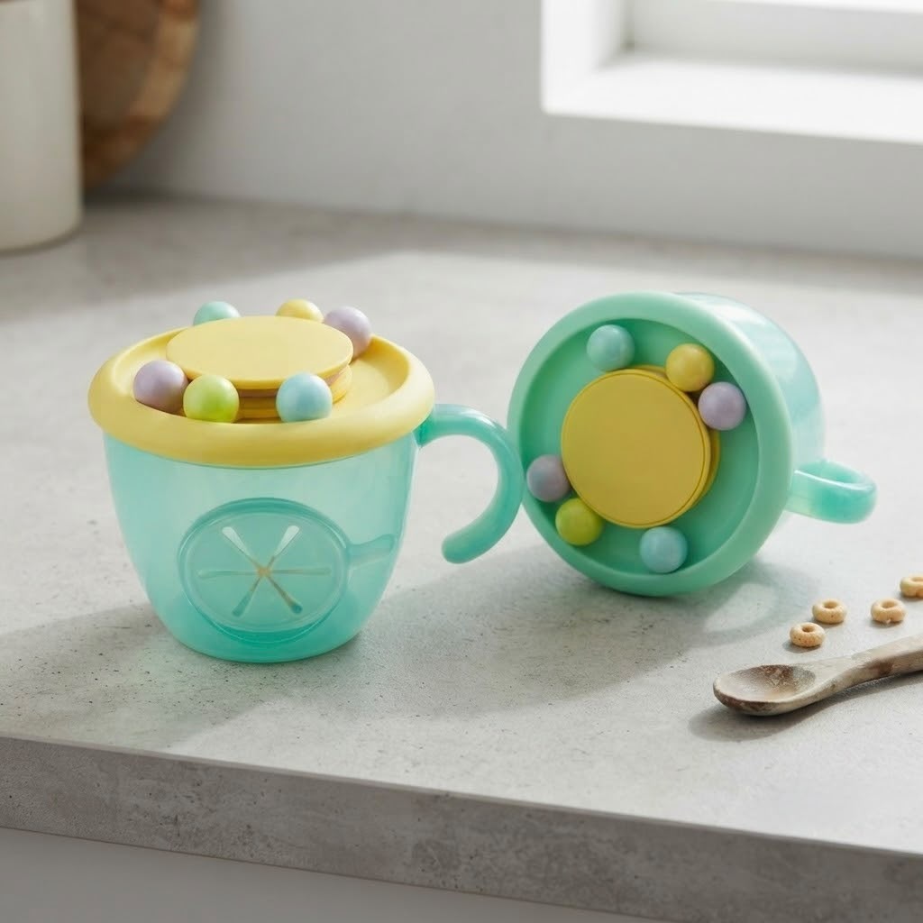 Contenedor de merienda para bebé con tapa y cuchara