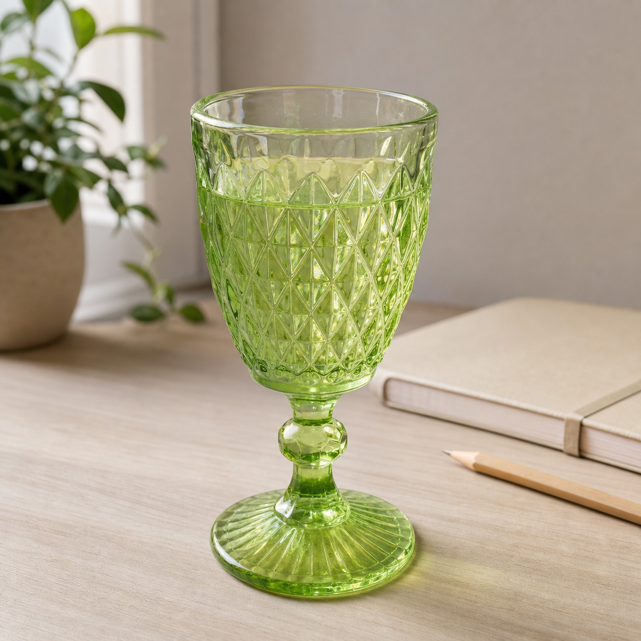 Copa de cristal vintage 300 ml rojo y verde