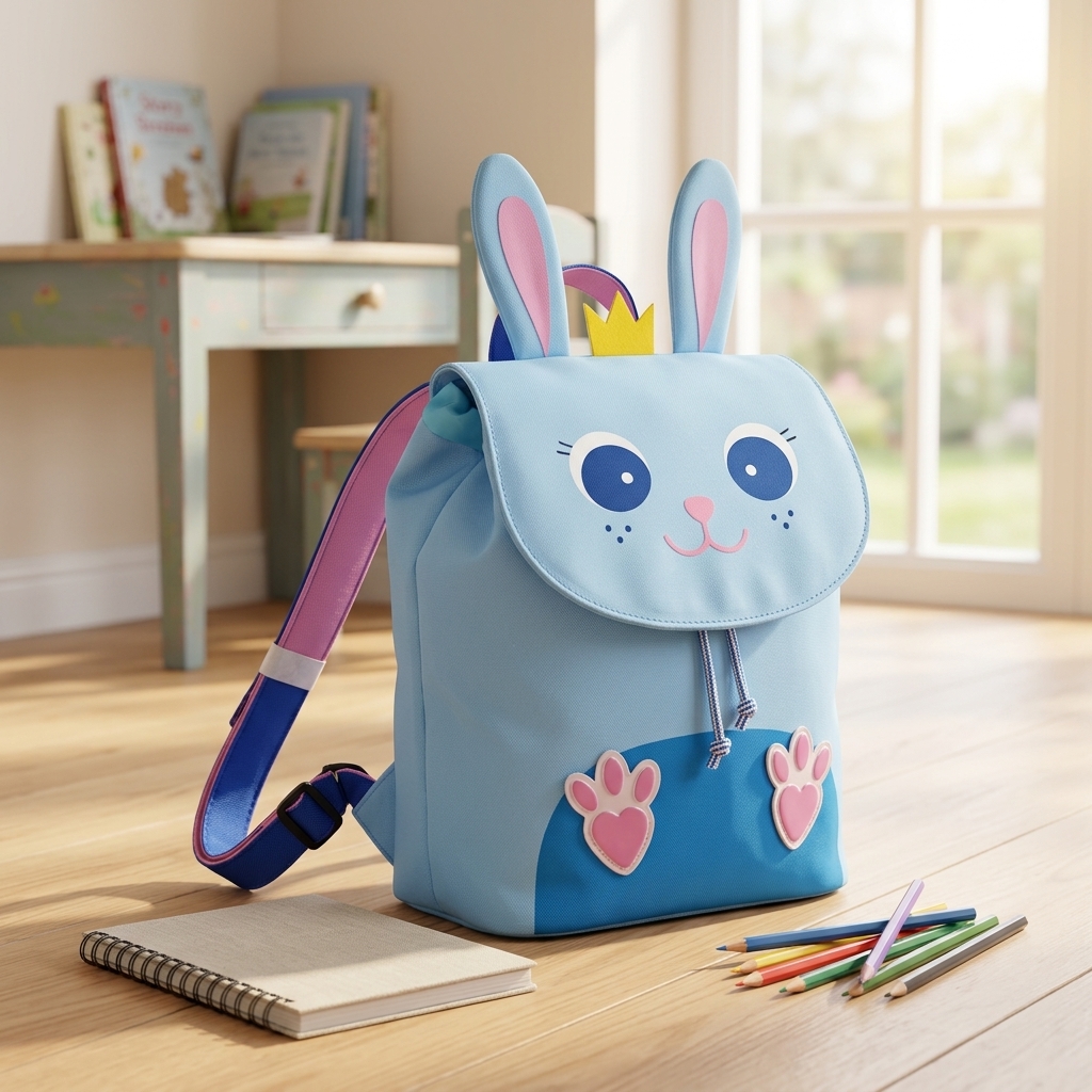 mochila-infantil-conejita-azul-frontal.jpg Mochila Infantil azul de Conejita con Orejas 3D