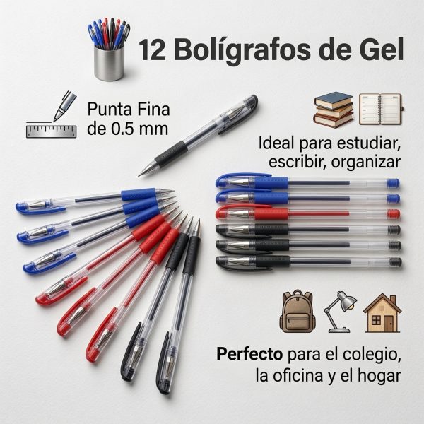 Bolígrafos de gel 0,5 mm beneficios Beneficios del pack de 12 bolígrafos de gel de 0,5 mm