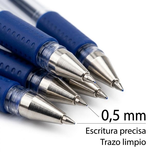 Detalle de punta fina 0,5 mm de bolígrafos de gel azul