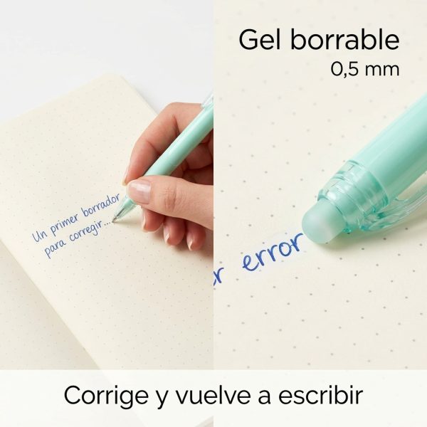 Bolígrafos gel borrables 0,5 mm en uso Mano escribiendo con bolígrafo de gel borrable 0,5 mm
