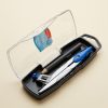 Compás metálico KEYROAD Tec-one azul y lápiz negro dentro del estuche abierto.