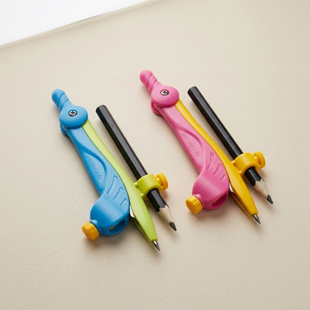Compases escolares KEYROAD con lápiz en las dos combinaciones de color disponibles.