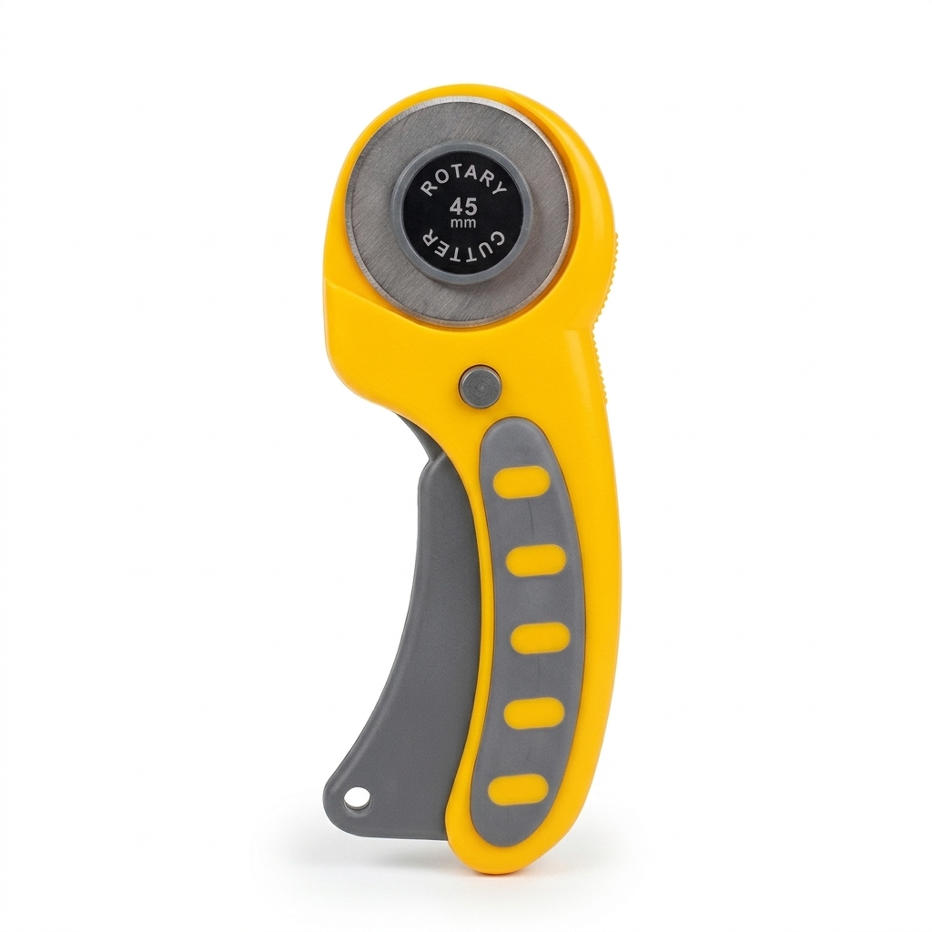 Cúter rotativo 45 mm amarillo y gris para tela y manualidades