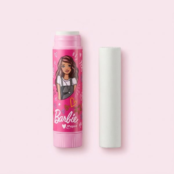 Goma de borrar Barbie x Maped rosa junto a su recambio blanco