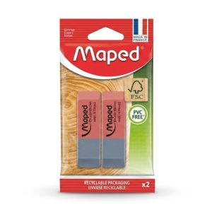 Pack de dos gomas Maped Duo-Gom rosa y gris en su envase