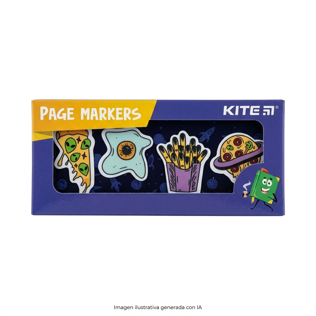 Marcadores KITE Pizza Alien - frontal Imagen ilustrativa generada con IA de marcadores KITE Pizza Alien: frontal