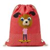 Mochila saco infantil roja con perrita skater - lateral Mochila saco infantil roja con perrita skater vista lateral