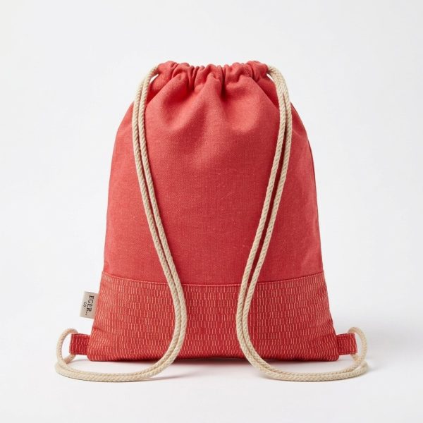Mochila saco infantil roja - trasera Mochila saco infantil roja con cordones vista trasera