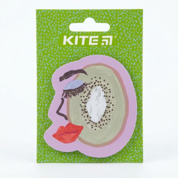 Bloc de notas KITE con rostro artístico de kiwi y contorno lila