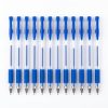 Doce bolígrafos de gel azul de 0,5 mm alineados sobre fondo blanco