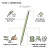 Portaminas 0,5 mm verde - beneficios Beneficios del portaminas mecánico verde de 0,5 mm con goma incorporada