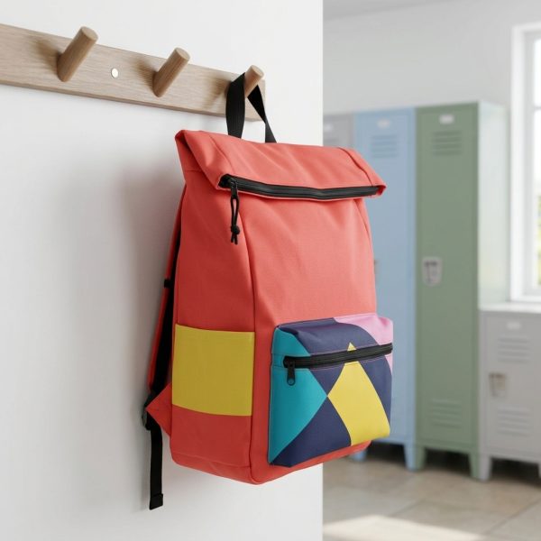 Mochila Escolar Roll Top con Bolsillo Frontal – 2 Colores