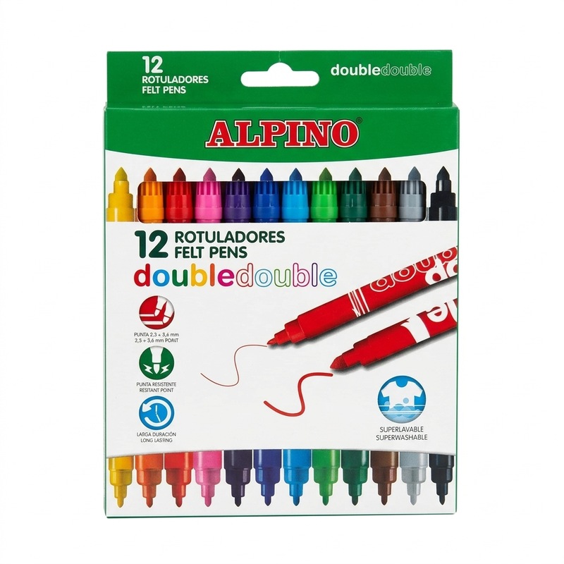 Caja de 12 rotuladores Alpino Double de doble punta
