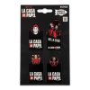 Set de cuatro marcapáginas magnéticos La Casa de Papel sobre su soporte original.