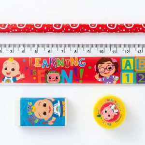 Set escolar infantil de 4 piezas con lápiz regla goma y sacapuntas