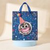 Bolsa de regalo con bola de discoteca sobre pedestal azul