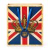 Bolsa de regalo con bandera británica, corona dorada estampada y asas azules