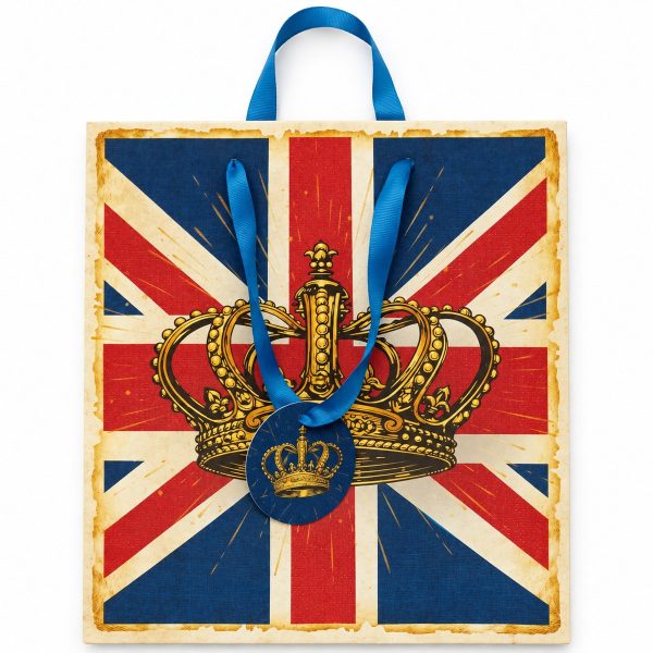 Bolsa de regalo bandera británica plegada vista desde arriba