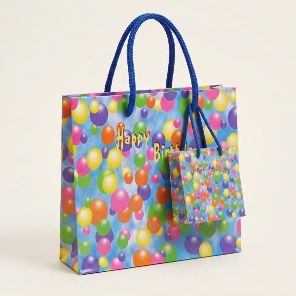 Bolsa de regalo azul Happy Birthday para CD, vista lateral