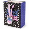 Bolsa Good Vibes - vista lateral Vista lateral de bolsa Good Vibes con lateral azul y lunares rosas