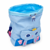 Mochila infantil de conejo azul - detalle interior Interior y cierre de cordón de mochila infantil de conejo azul