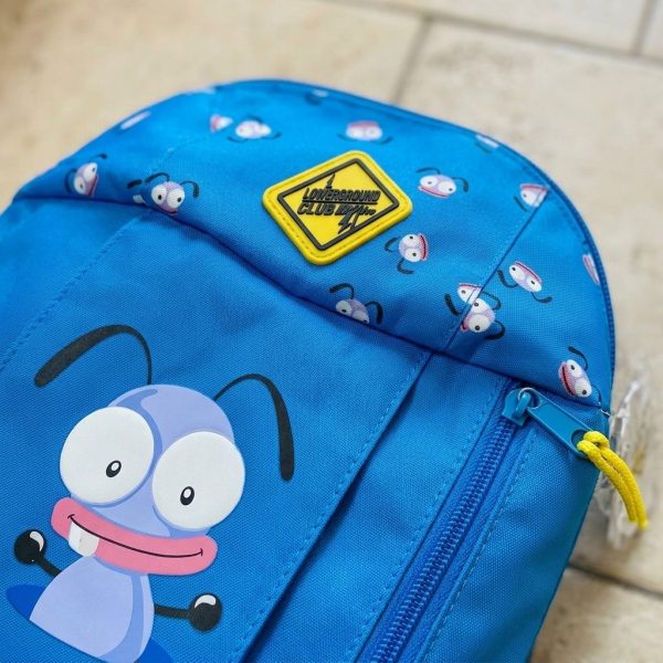 mochila-infantil-azul-divertida-detalle Mochila infantil azul con personajes divertidos