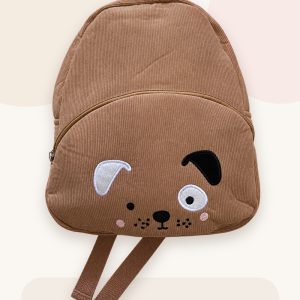 Mochila infantil de pana perrito marrón