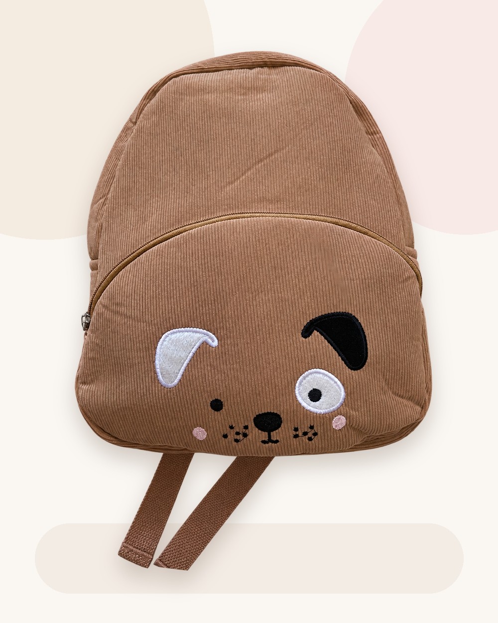 Mochila infantil de pana perrito marrón