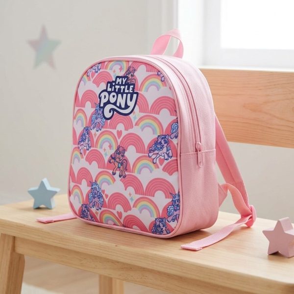 mochila-pony-rosa-lateral Mochila infantil rosa My Little Pony con arcoíris