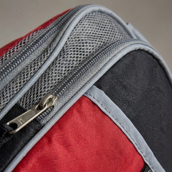 Mochila térmica roja y negra con doble compartimento
