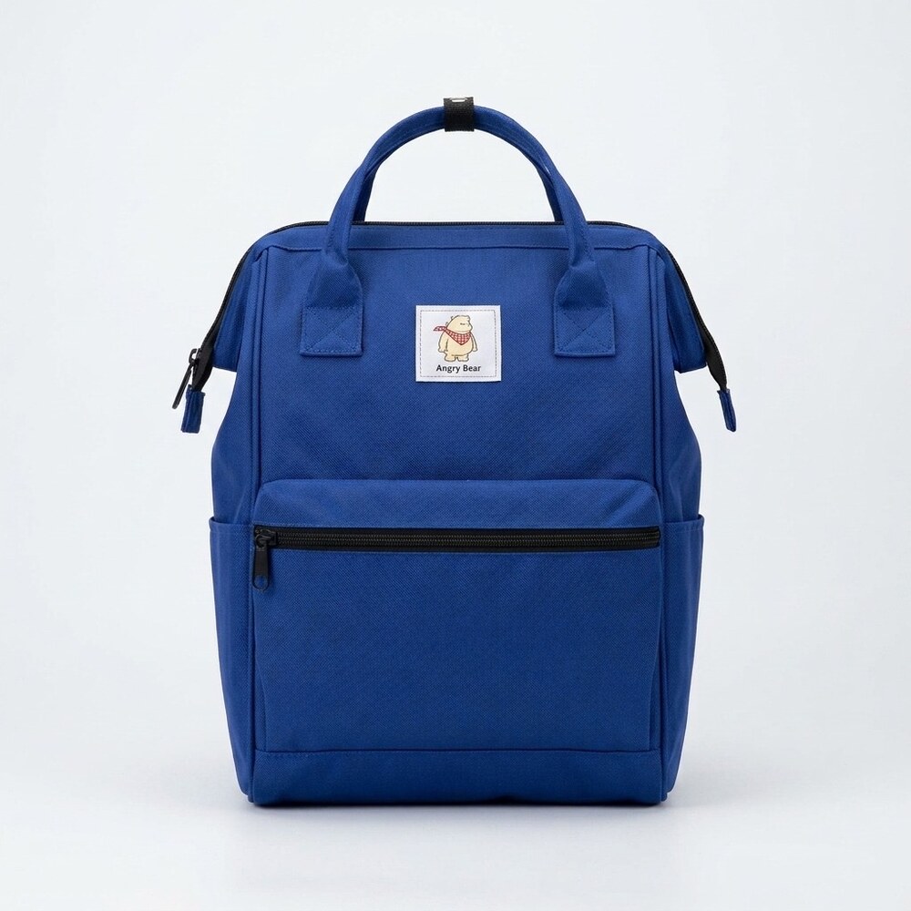 Mochila urbana azul oscuro de gran apertura Mochila urbana azul oscuro de gran apertura con asas