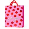 Bolsa de regalo rosa con lunares rojos For You - vista frontal Bolsa de regalo rosa con lunares rojos For You, vista frontal