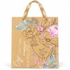 Bolsa de regalo kraft con rostro y flores, vista frontal