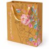 Bolsa de regalo kraft con rostro y flores, otra cara y lateral