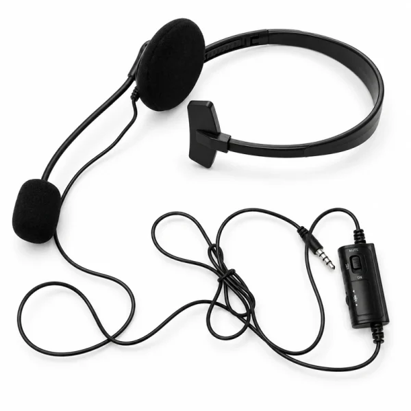 Monoauricular Konix Mythics PS-100 negro con micrófono, cable, control de volumen y conector jack