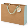 Bolsa de regalo kraft con asas verdes y lateral verde menta